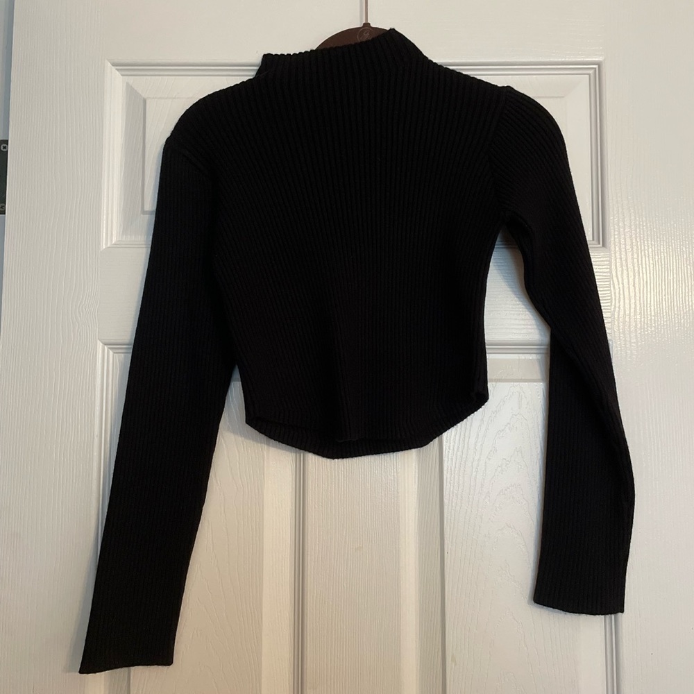 Cropped mock neck sweater